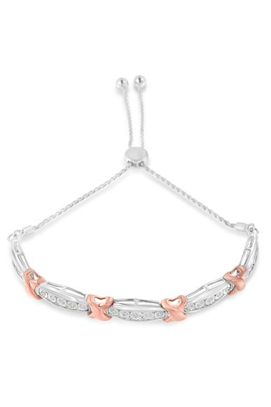 1/4 Cttw Round-Cut Diamond X & Tapered Bar Miracle-Set Bolo Bracelet